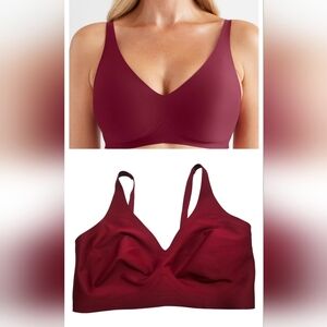 Knix Revolution V-Neck Bra in color red velvet size Medium++ No padding inserts